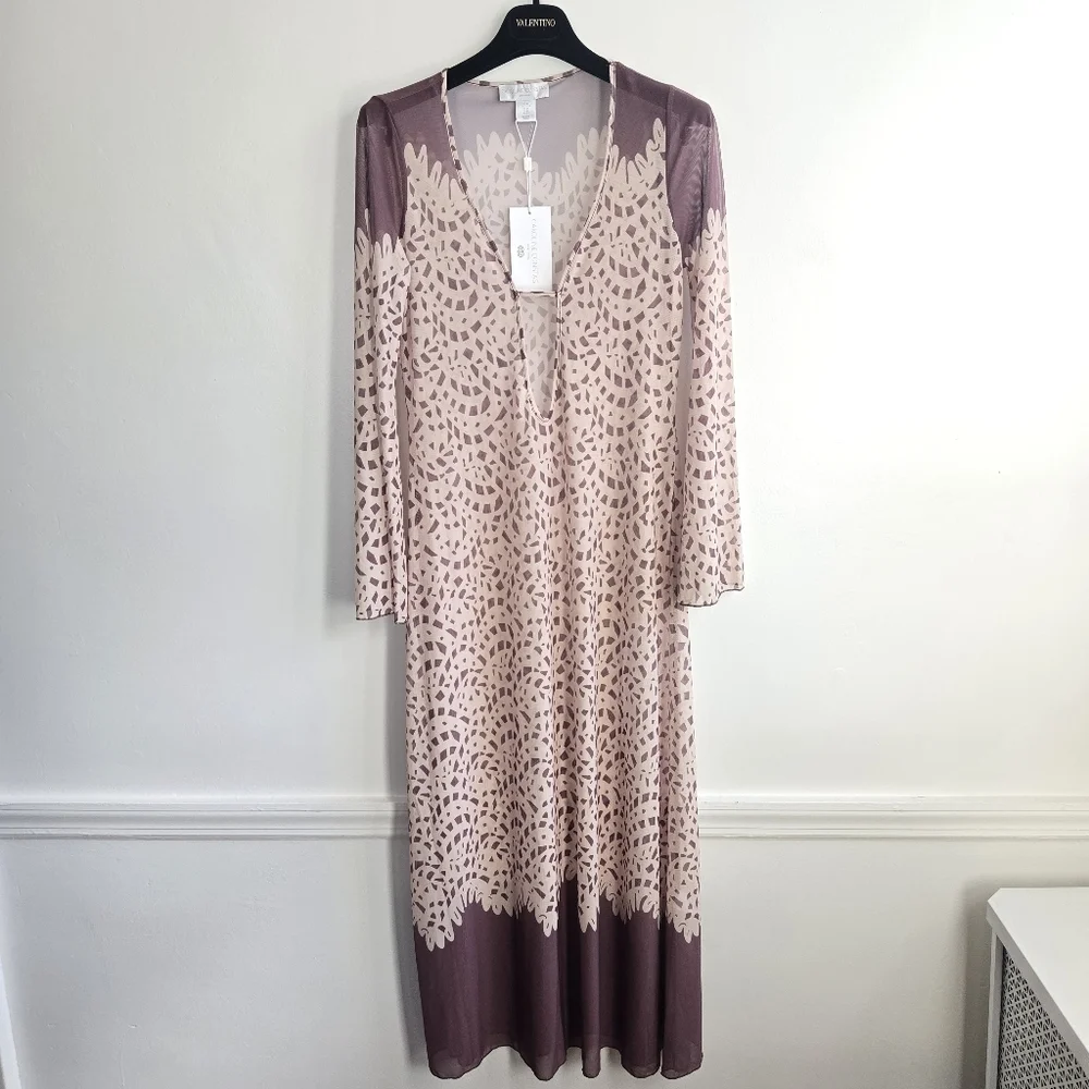 New Caroline Constas Lidi Poeme Long Tunic Kaftan Beach Swim Cover-Up Small NWT